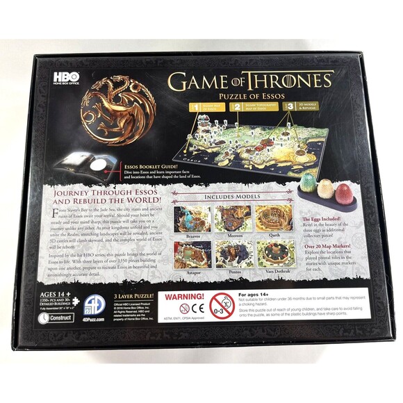 HBO Game of Thrones: 3D Map Westeros Puzzle 1350+ Pieces Open Box Complete - Picture 2 of 15